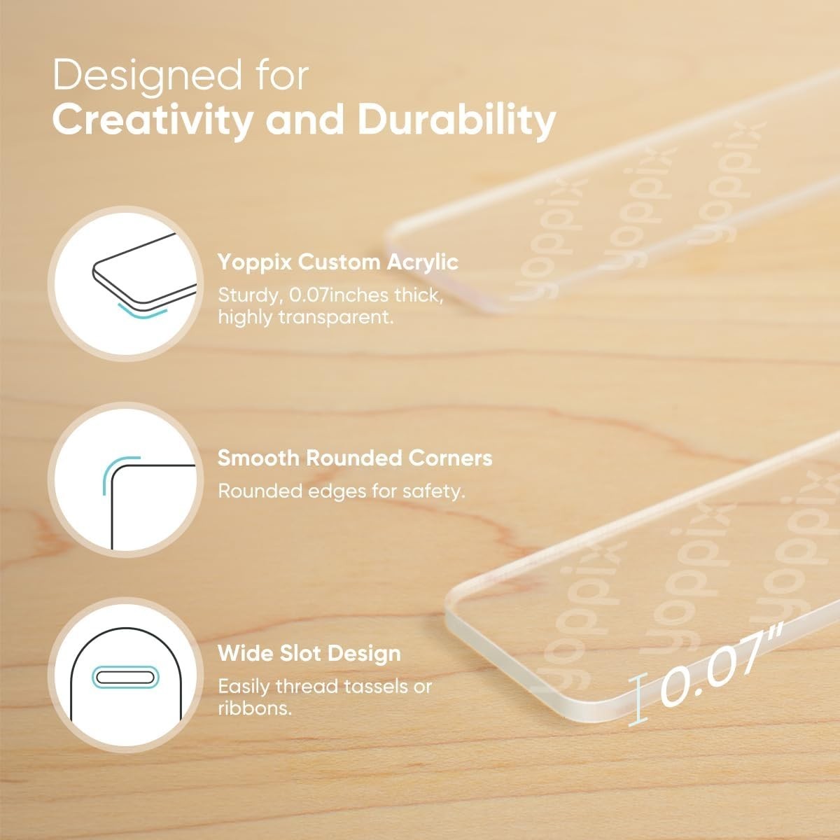 60 Pieces Acrylic Bookmark Blanks- 2mm Thicken Clear Acrylic Bookmarks with 6…