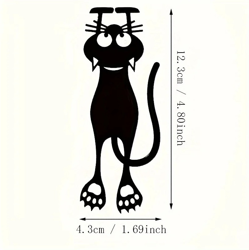 5pcs Acrylic Hollow Cat Bookmarks Creative Black Kitten Page Markers