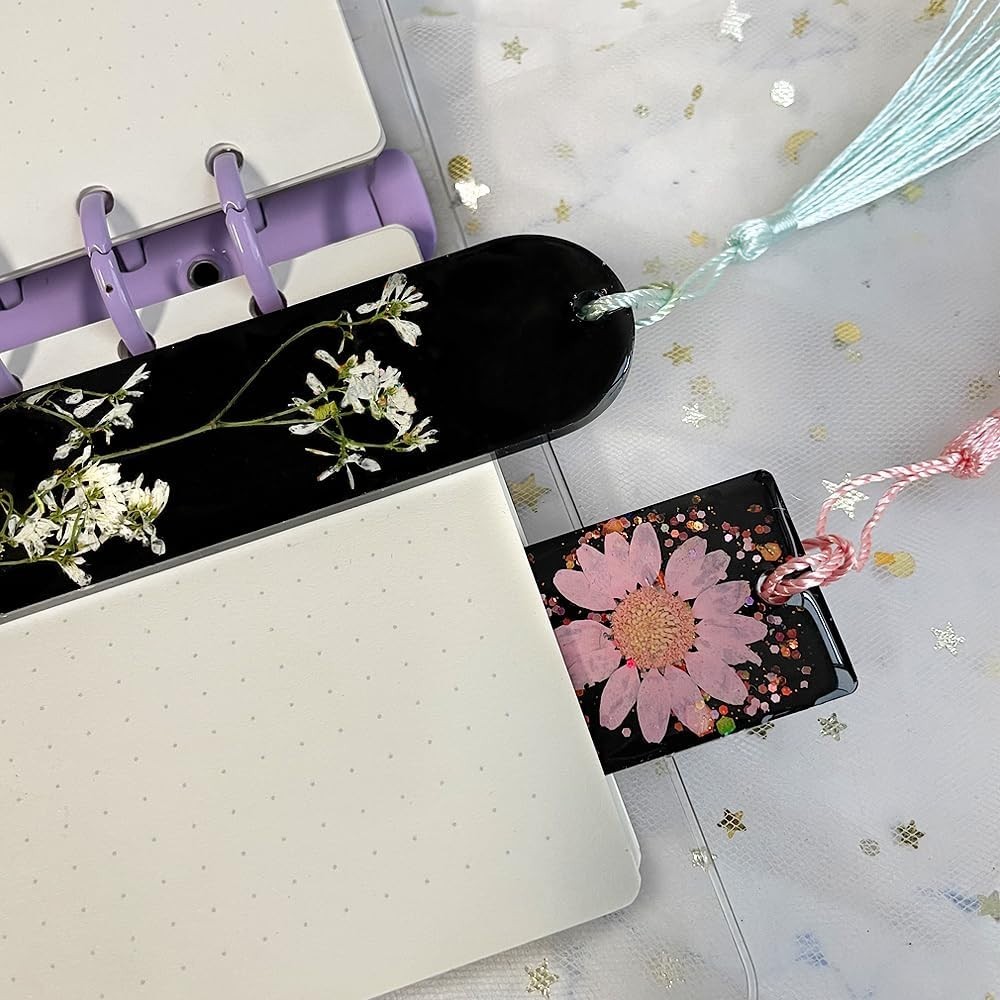 Set of 3 Shiny Bookmarks Silicone Mold, Bookmark Resin Mold with Tassels, Sma…