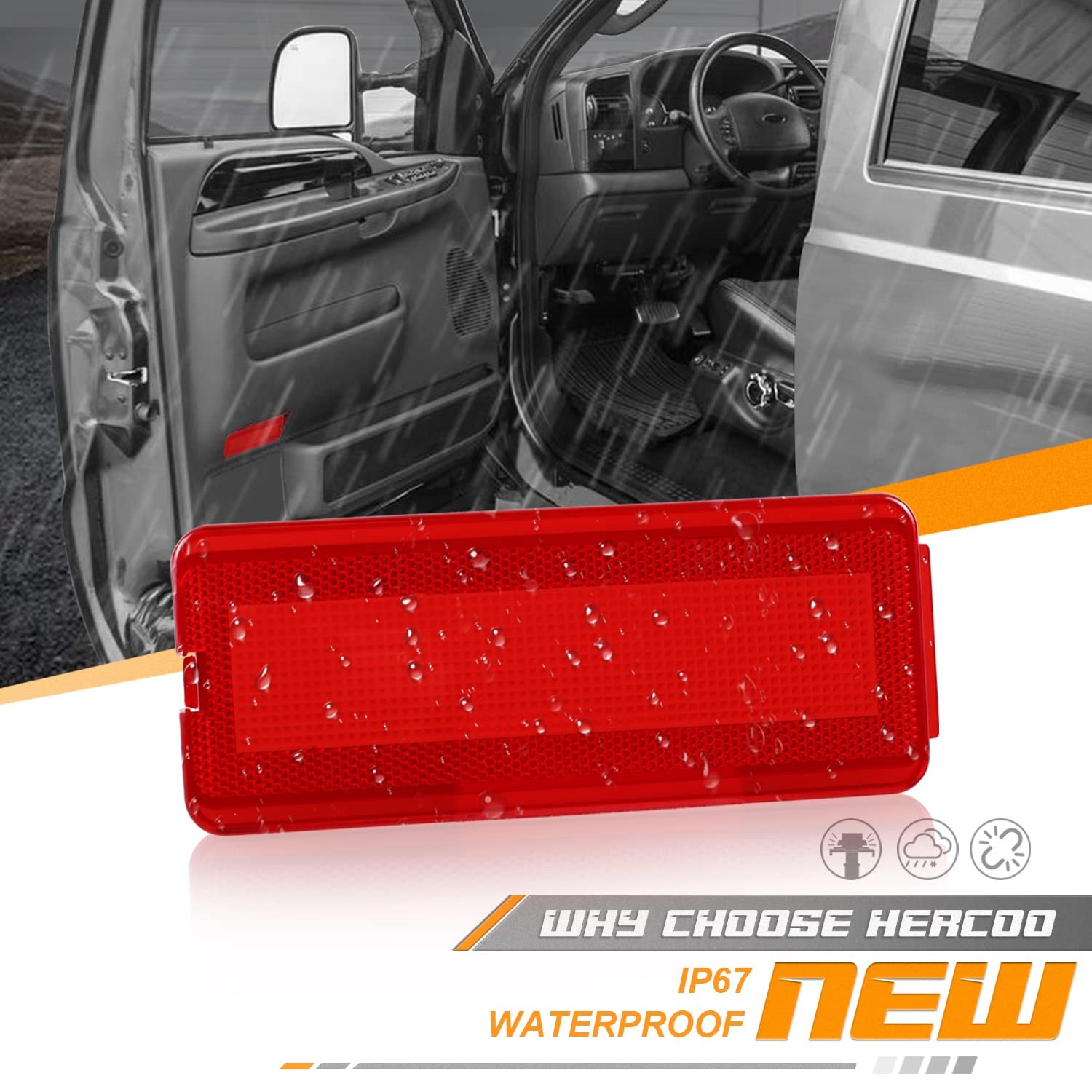 Interior Door Reflectors Red Front & Rear Reflector Light Cover with Ford Exc…