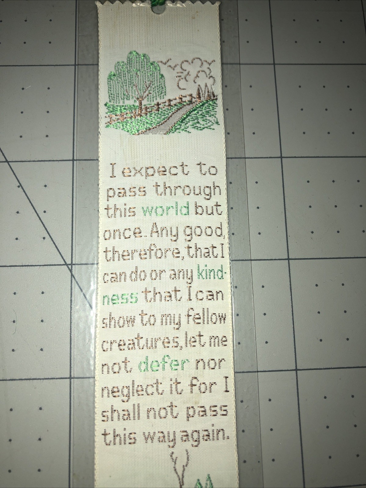 Weve-A-Gift Lovely Bookmark .. “shall not pass this way again” VINTAGE Polyester