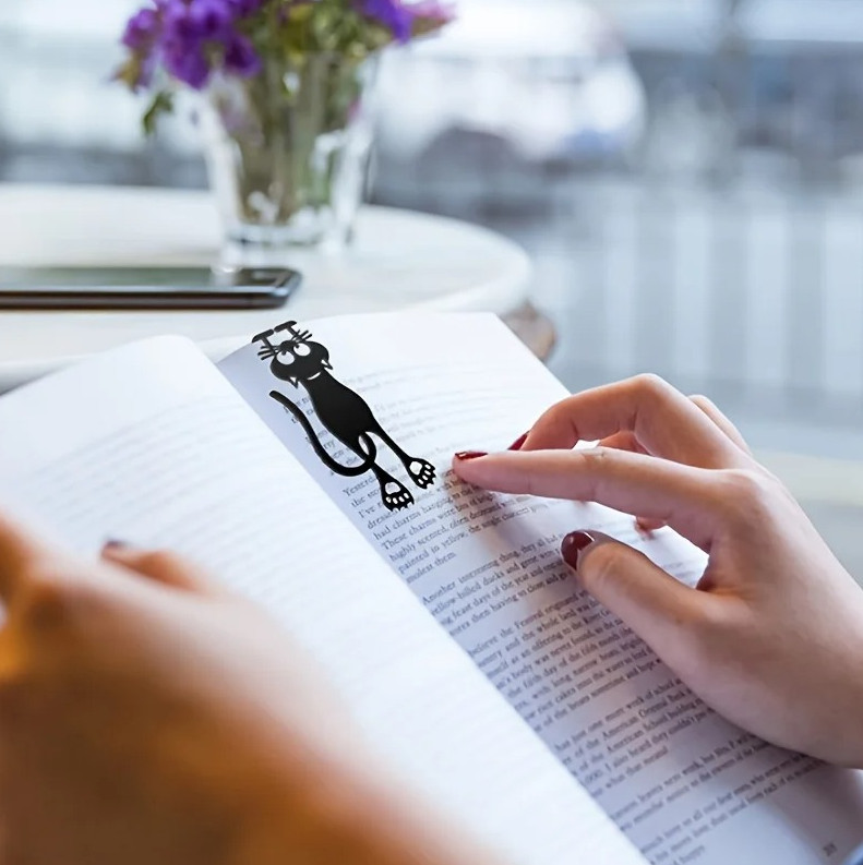 5pcs Acrylic Hollow Cat Bookmarks Creative Black Kitten Page Markers