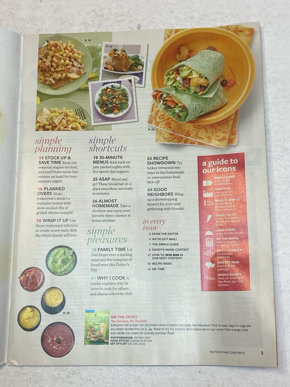 Taste of Home Simple Delicious Magazine Jun Jul 2012 Ice Cream Sandwiches Picnic