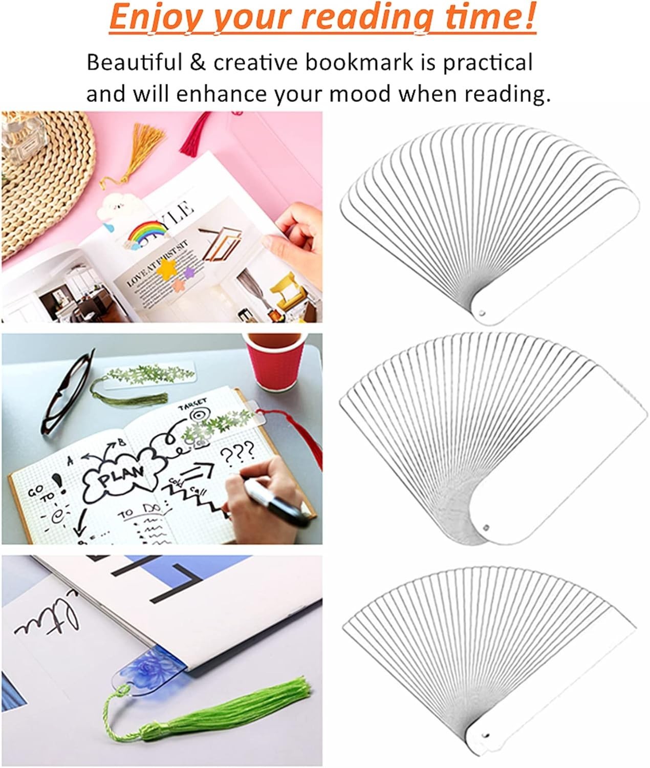 30PCS Acrylic Bookmark Blanks, Clear Acrylic Craft Bookmarks with 30PCS Color…