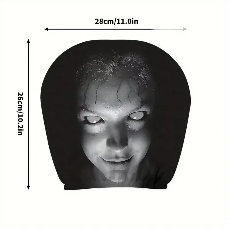 2pcs Ghost Face Headrest Covers,Scary Face Printing Auto Seat Universal Elastic