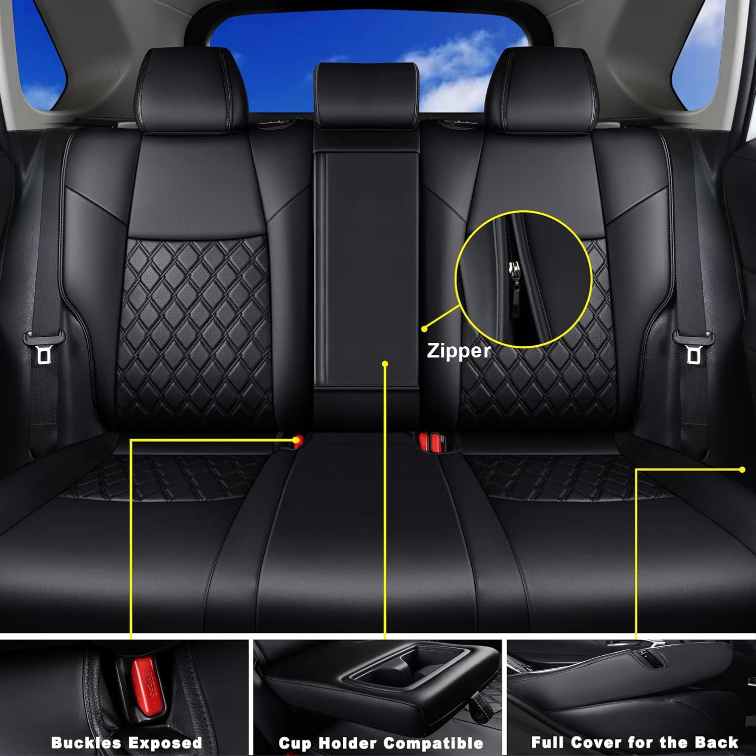 Custom Fit RAV4 Car Seat Covers Full Set, Waterproof Front&Rear Seat Cushion Fit