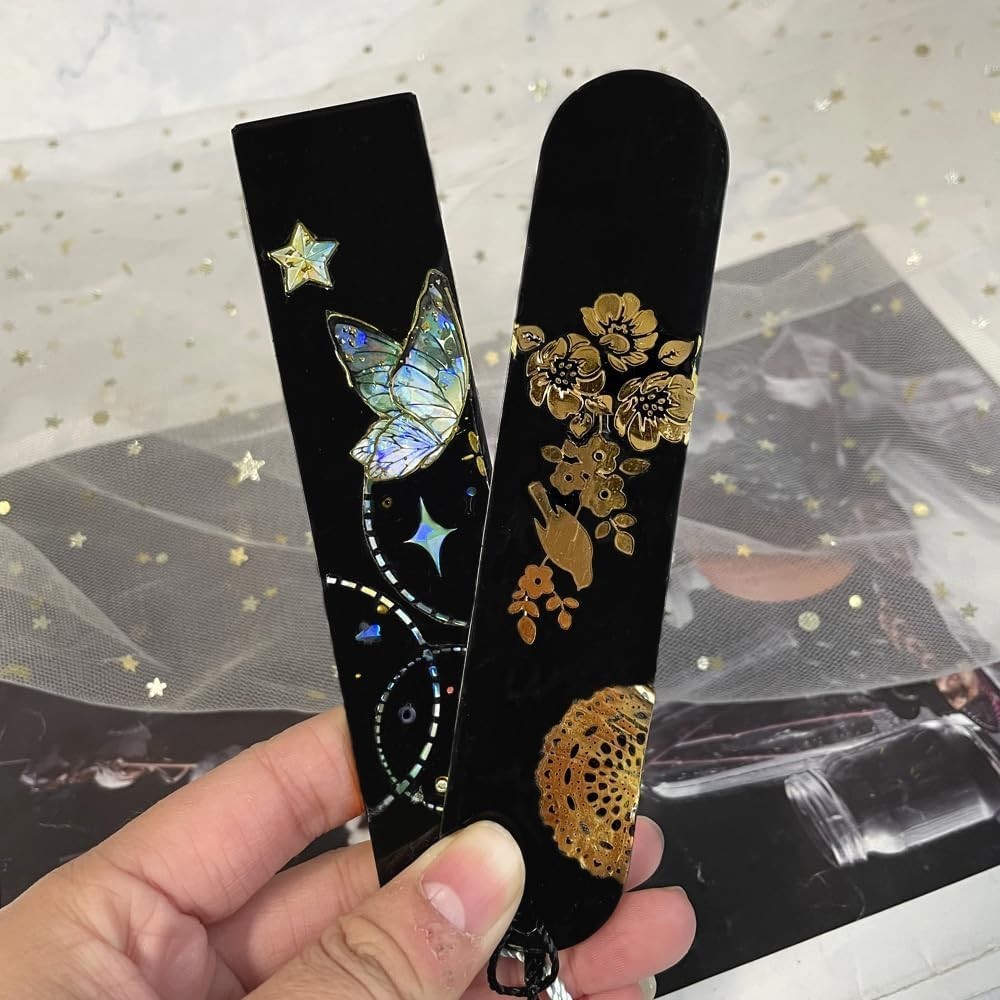 Set of 3 Shiny Bookmarks Silicone Mold, Bookmark Resin Mold with Tassels, Sma…