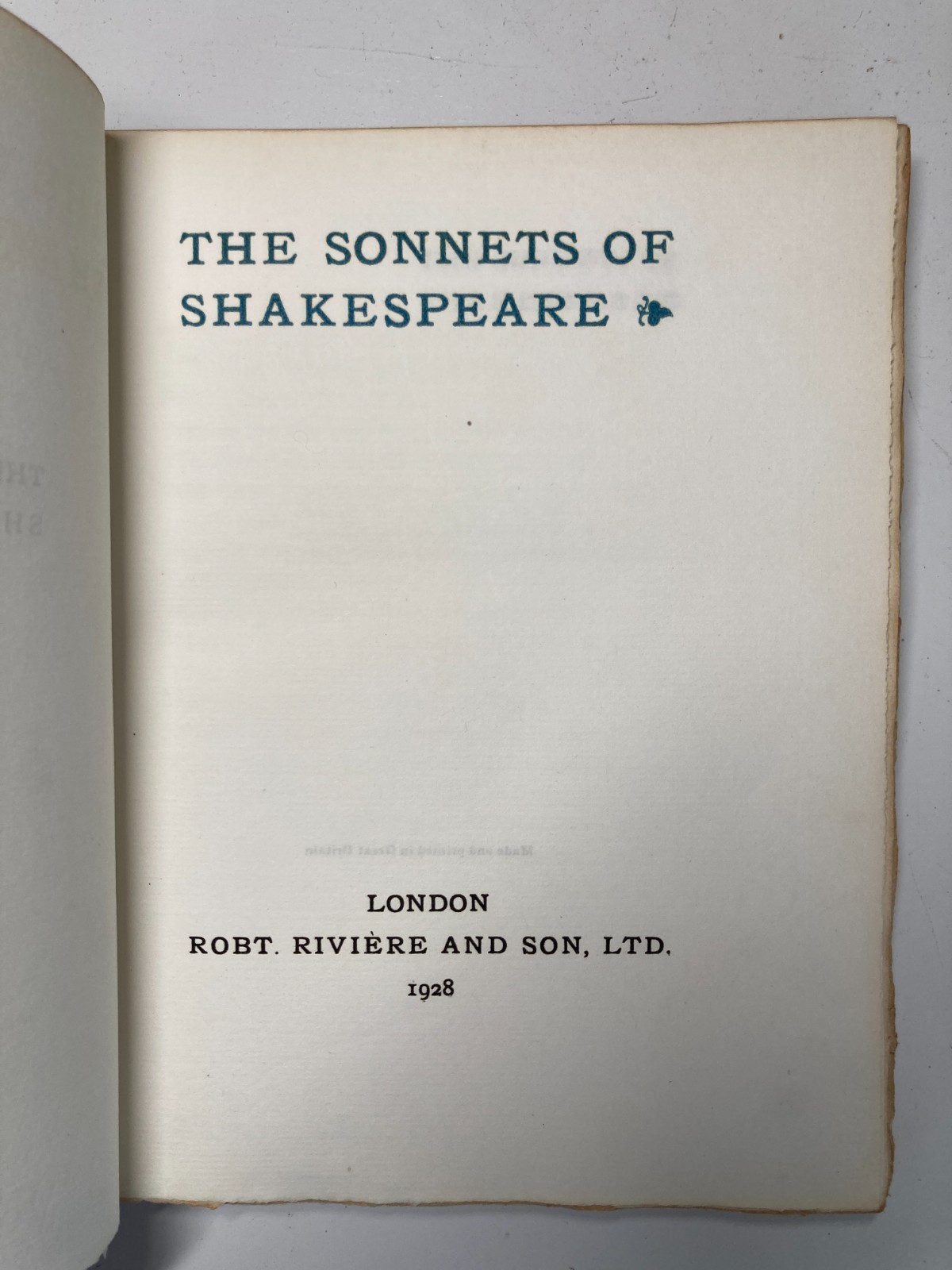 1928 Shakespeare SONNETS Bayntun Riviere Leather Binding Gilt Arms