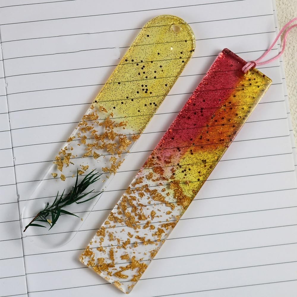 Set of 3 Shiny Bookmarks Silicone Mold, Bookmark Resin Mold with Tassels, Sma…