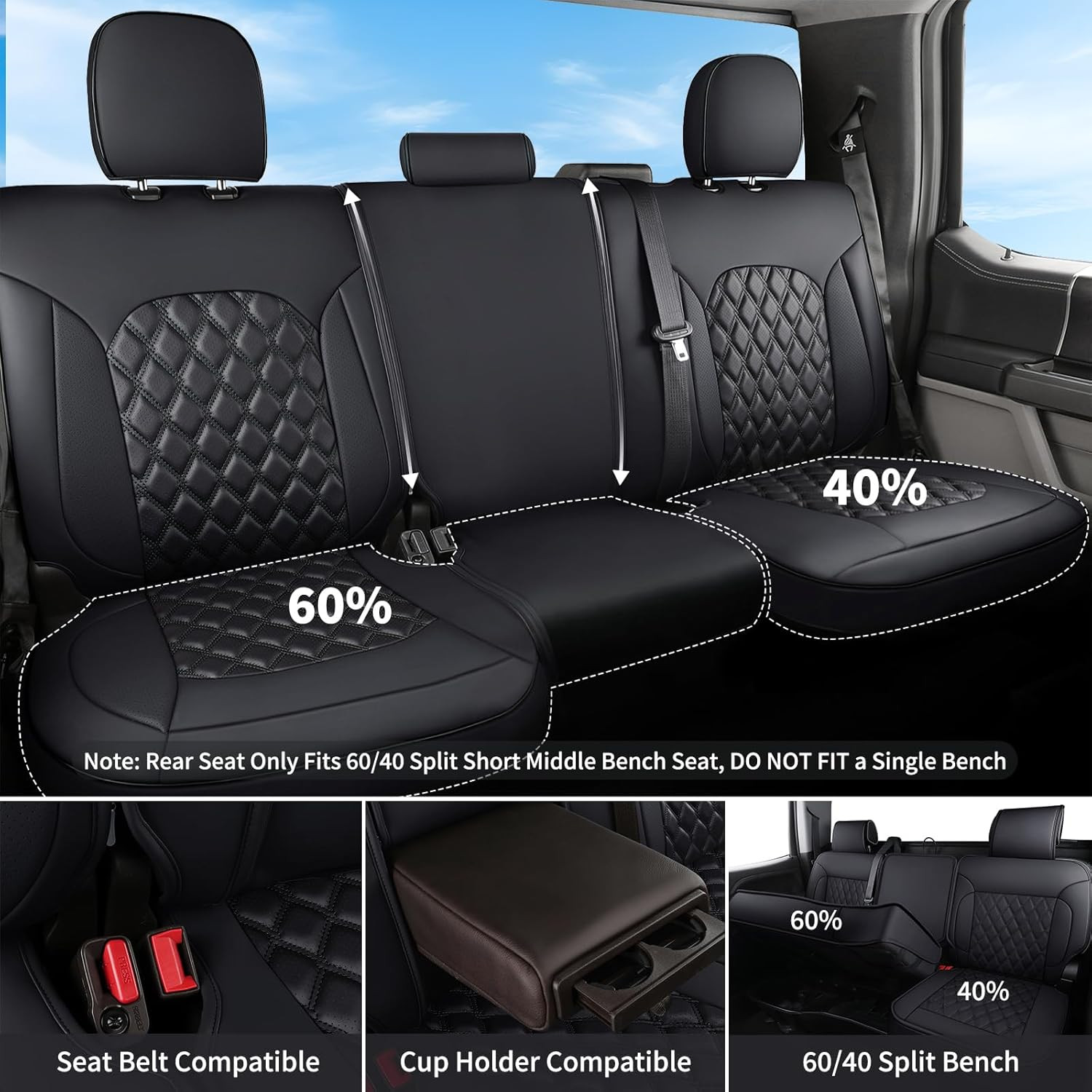 Dodge Ram Seat Covers, Front & Rear Pickup Truck Leather Seat Cover Fit for 2009