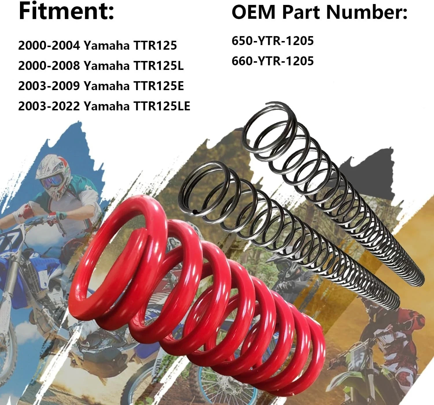 Heavy Duty Front & Rear Motion Shock Spring Kit for 2000-2004 Yamaha TTR125