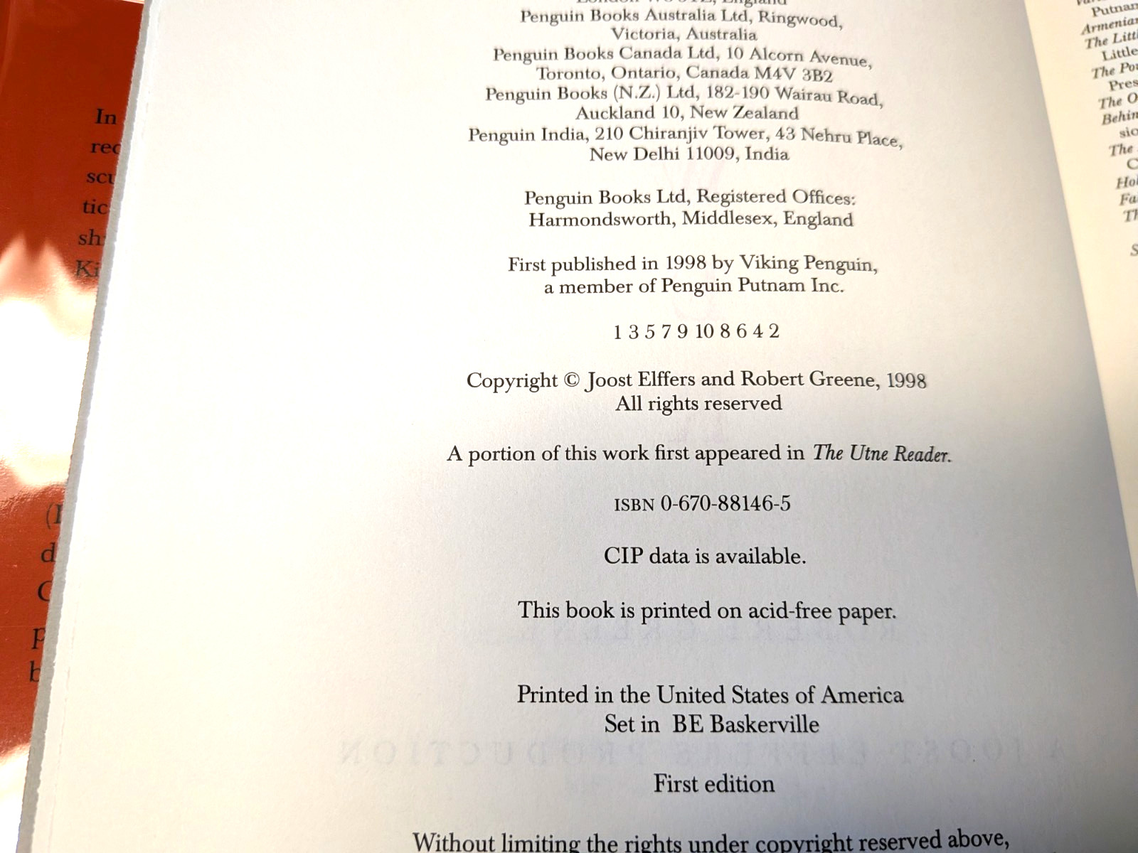 ONLY SET IN THE WORLD The 48 Laws of Power Robert Greene First Edition 1st Print