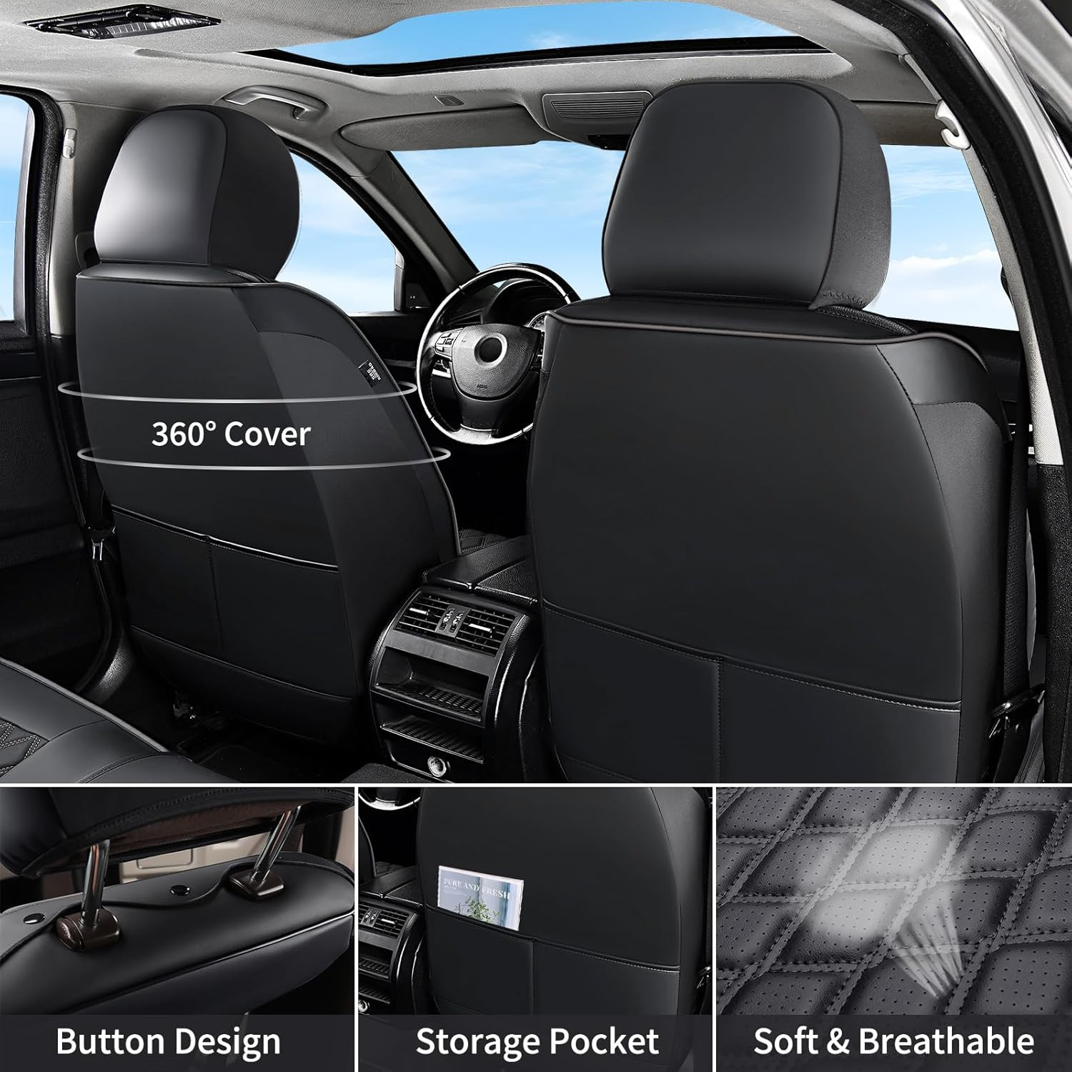 Dodge Ram Seat Covers, Front & Rear Pickup Truck Leather Seat Cover Fit for 2009