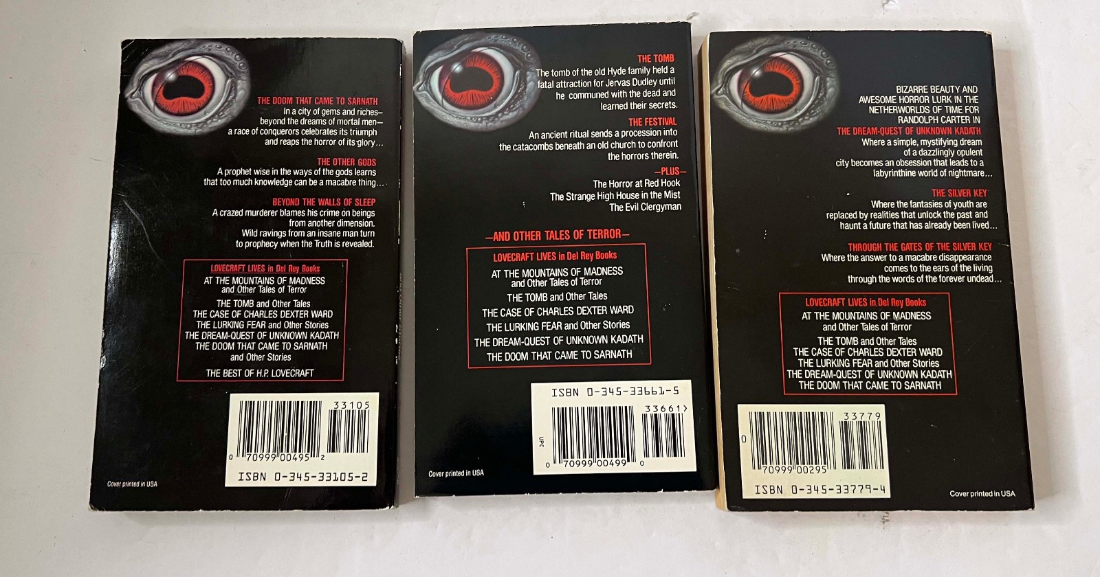 3 HP Lovecraft Books Dream-Quest of Unknown Kadath Doom that came Sarnath Tomb