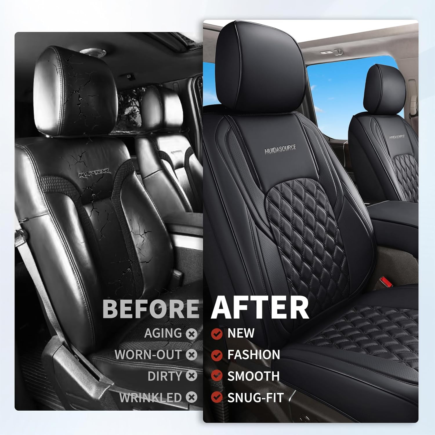 Dodge Ram Seat Covers, Front & Rear Pickup Truck Leather Seat Cover Fit for 2009