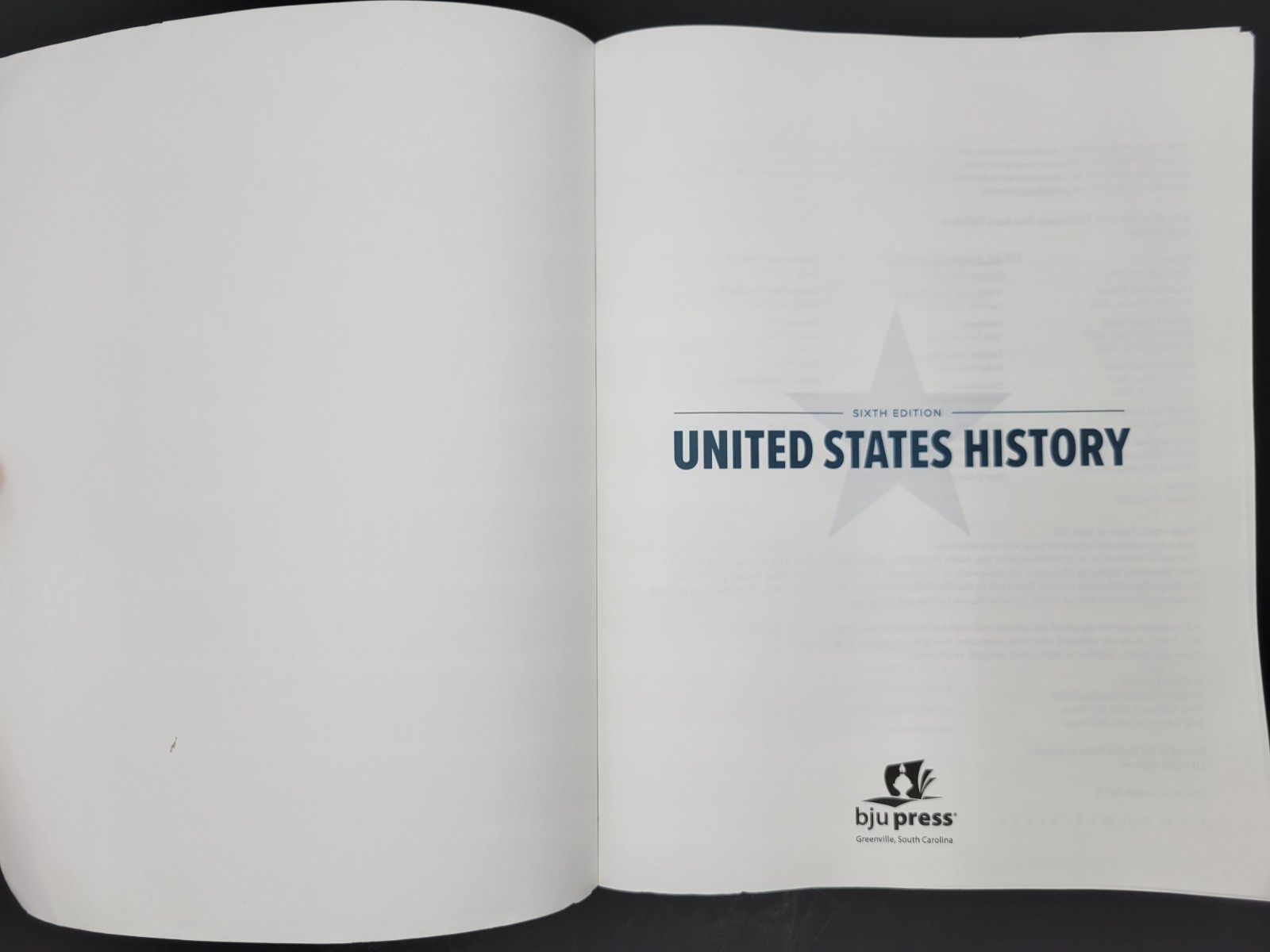 BJU Press United States History Student Text 6th Ed 535955 Used Clean & Unmarked