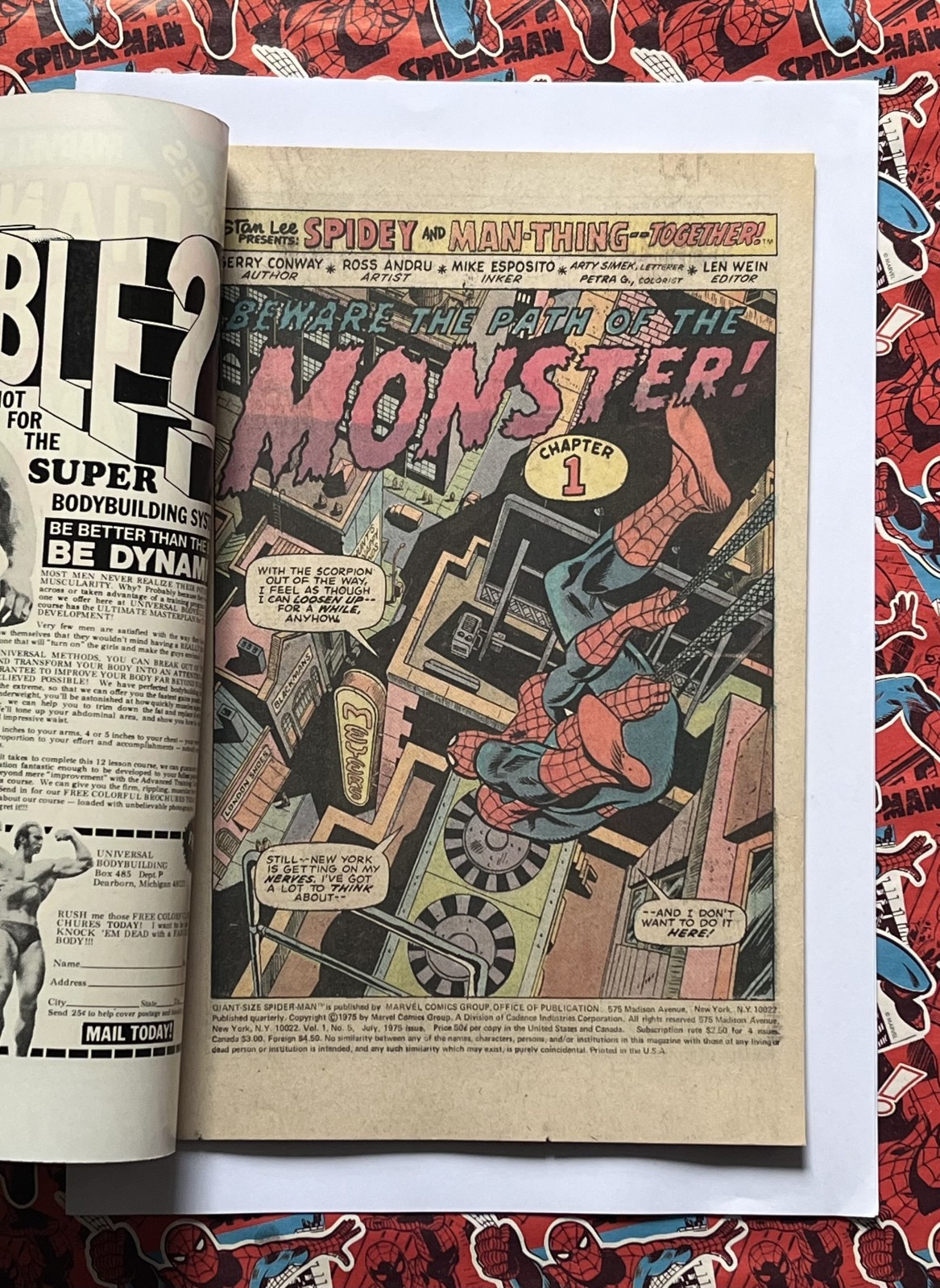GIANT-SIZE SPIDER-MAN #5 – JUL 1975 – MAN-THING APPEARANCE – VFN+ (8.5) CENTS!