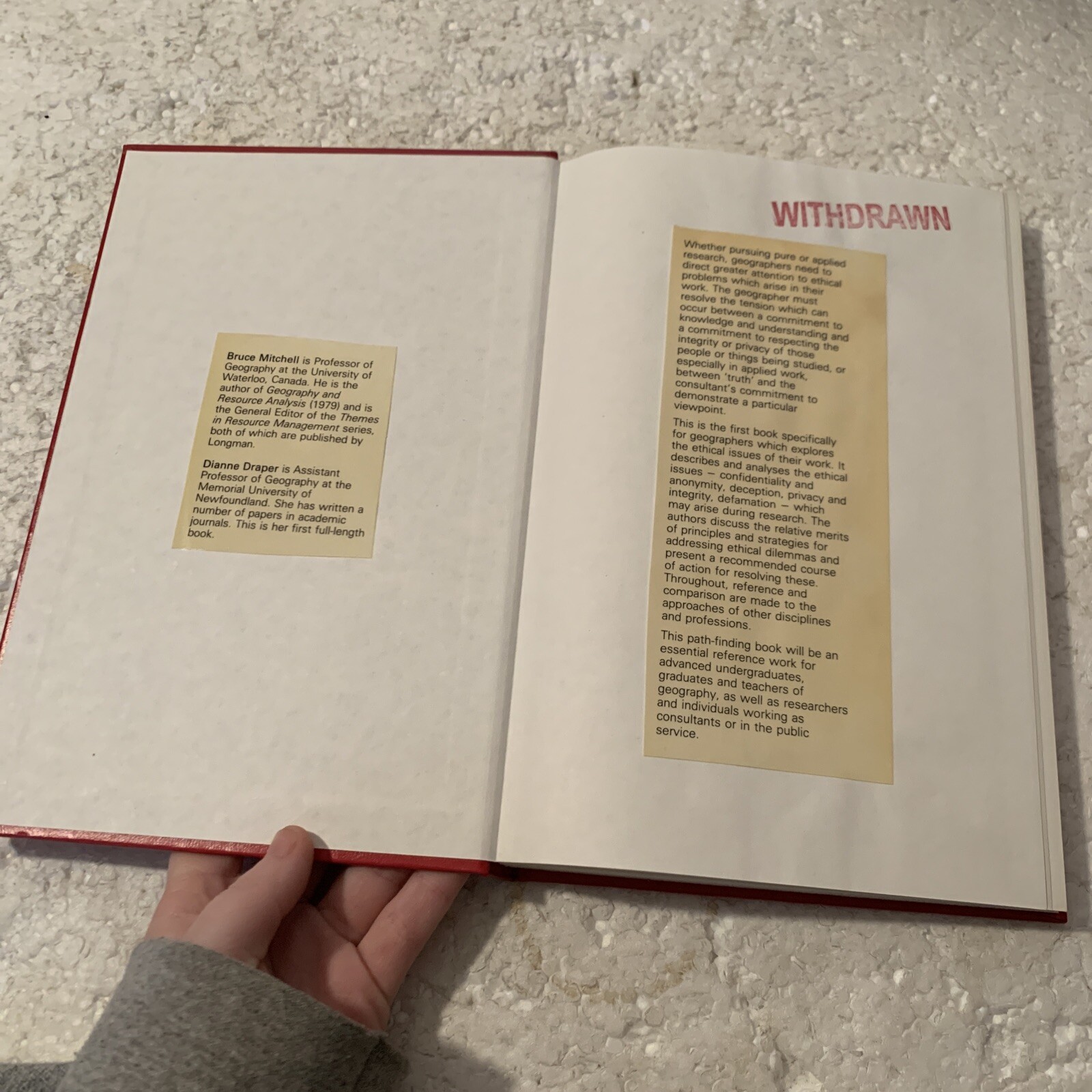 Relevance and Ethics in Geography by Bruce Mitchell & Dianne Draper 1982 HC/1st