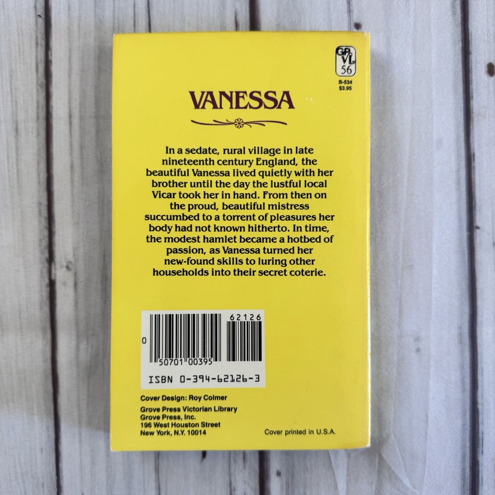 Vanessa Anonymous Vintage Erotic Novel Grove Press Black Cat 1986 Victorian