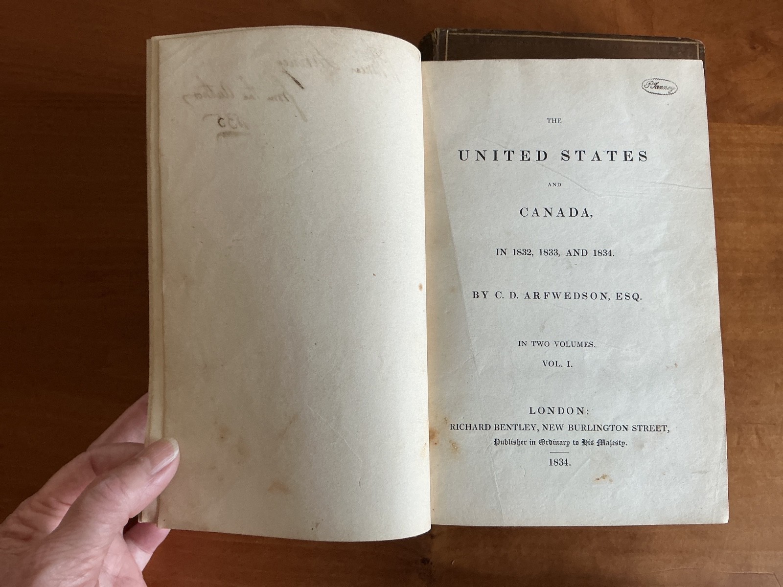 United States and Canada in 1832 1833 and 1834 Arfwedson 1834 Bentley V I & II