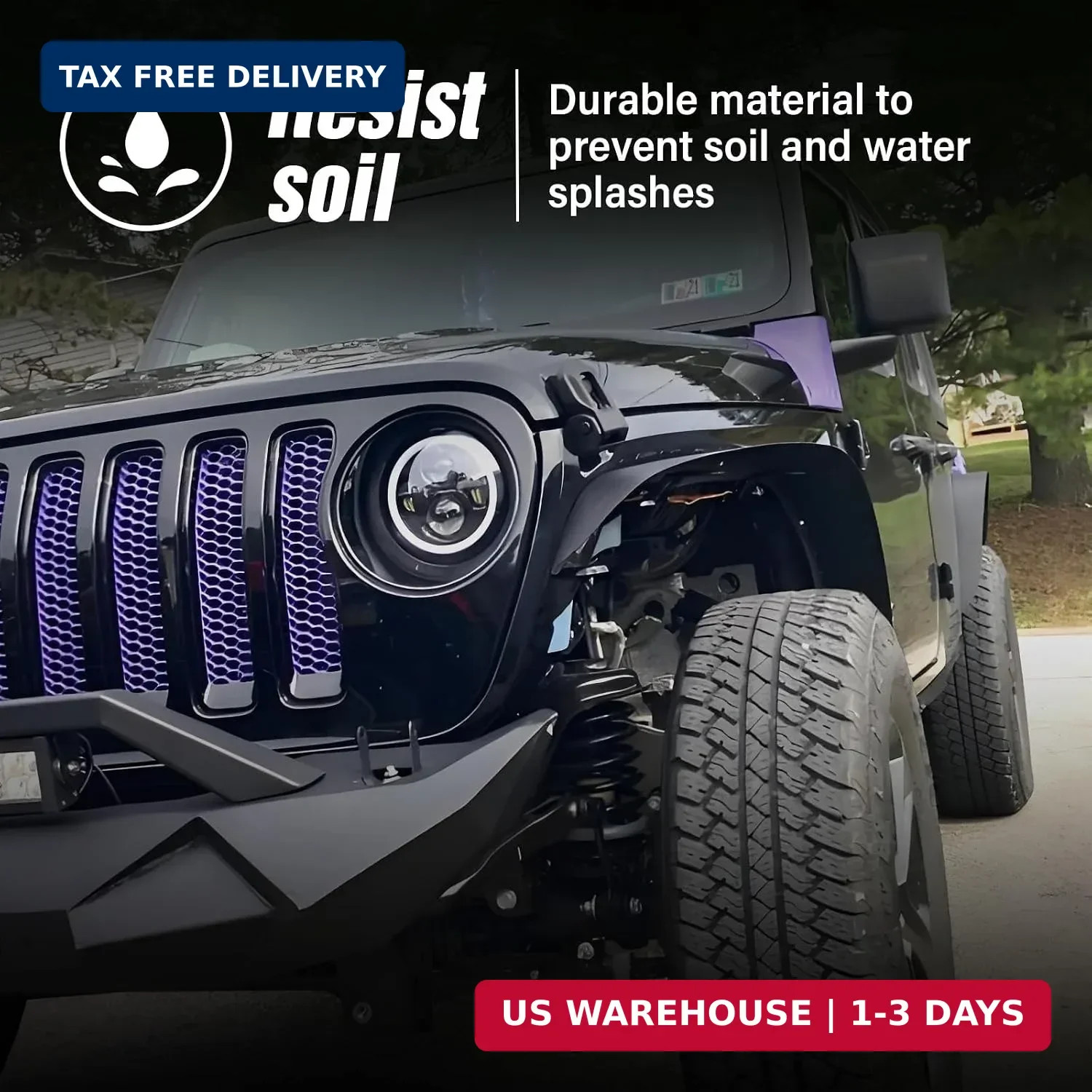 YZONA for JL JLU Flat Front & Rear Fender Flares Compatible with 2018 2019 2020