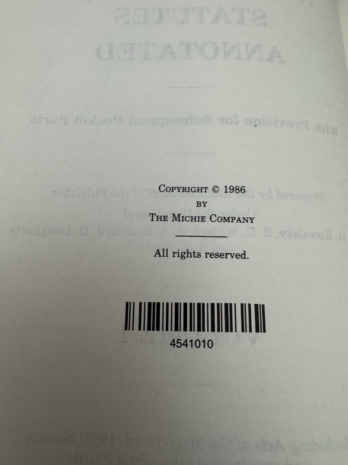 Nevada Revised Statutes Annotated Vol 1 1986 Chapters 0-22 Hardcover