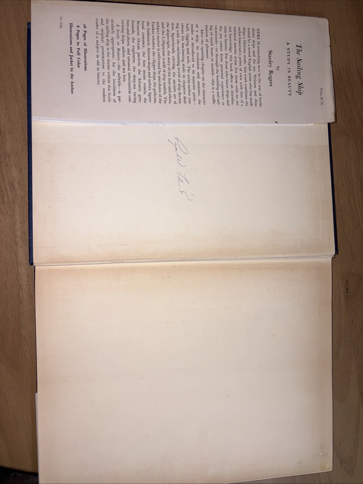 Stanley Rogers The Sailing Ship Study in Beauty 1949 Illustrated 1st Edition HC