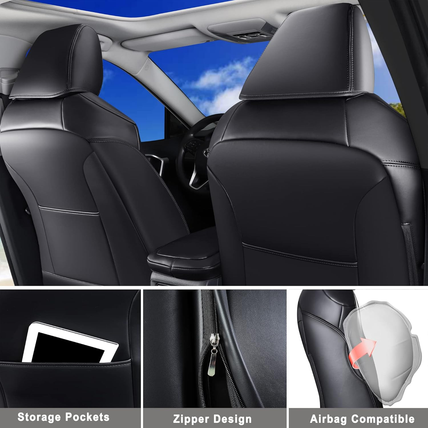 Custom Fit RAV4 Car Seat Covers Full Set, Waterproof Front&Rear Seat Cushion Fit