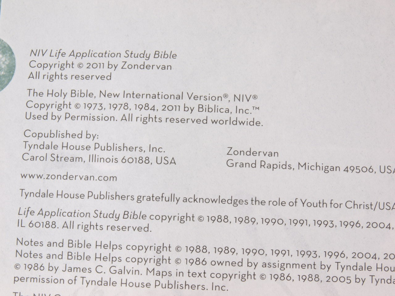 Zondervan NIV Life Application Study Bible Indexed Black Leather 1984 2011 USA