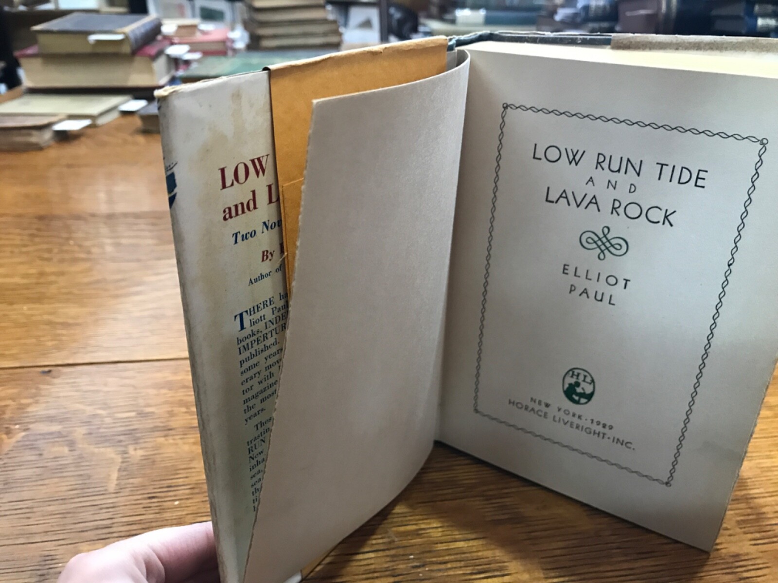 1929 Low Run Tide and Lava Rock Elliot Paul with Reviewers Slip on Front Cover