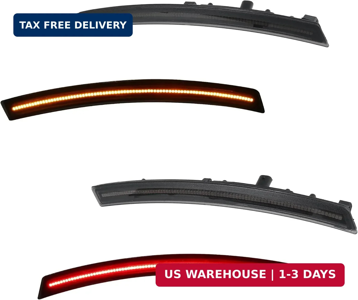 4Pcs Smoked Lens for Chevrolet Corvette C7 2014-2019 Red Amber LED Fr