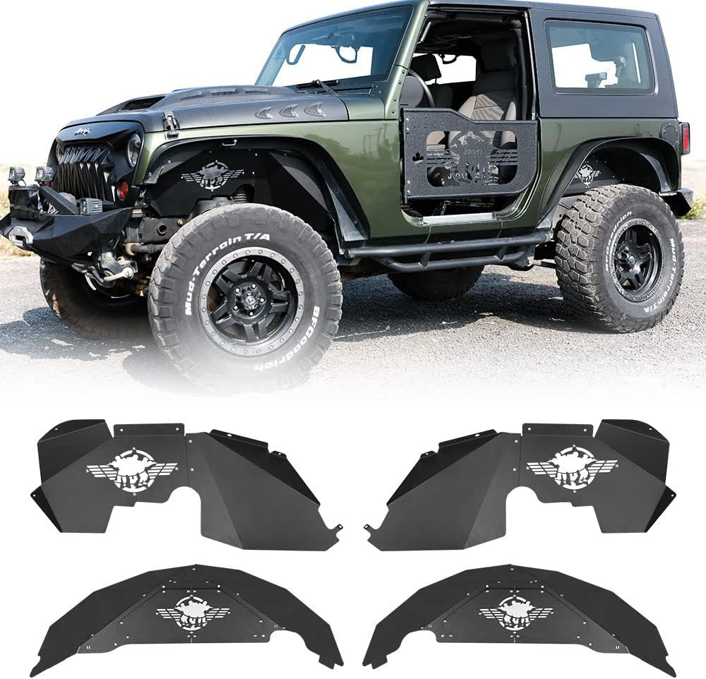 Soldier Front&Rear Inner Fender Liners Aluminum Compatible with Jeep Wrangler 07