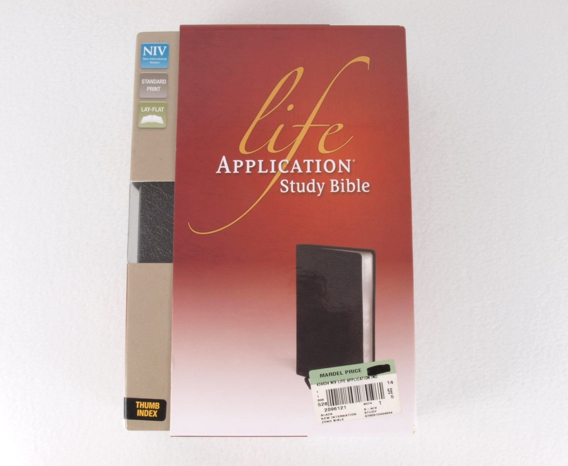 Zondervan NIV Life Application Study Bible Indexed Black Leather 1984 2011 USA