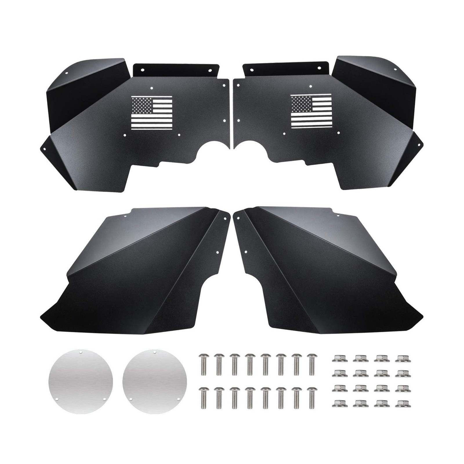 Front and Rear Aluminum Inner Fender Liner Set Compatible with 2007-2018 Wran…