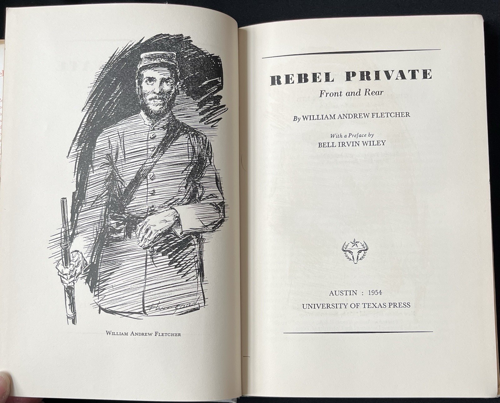 Rebel Private: Front & Rear by William A Fletcher—1st Ed/1954—HC/DJ & Illus