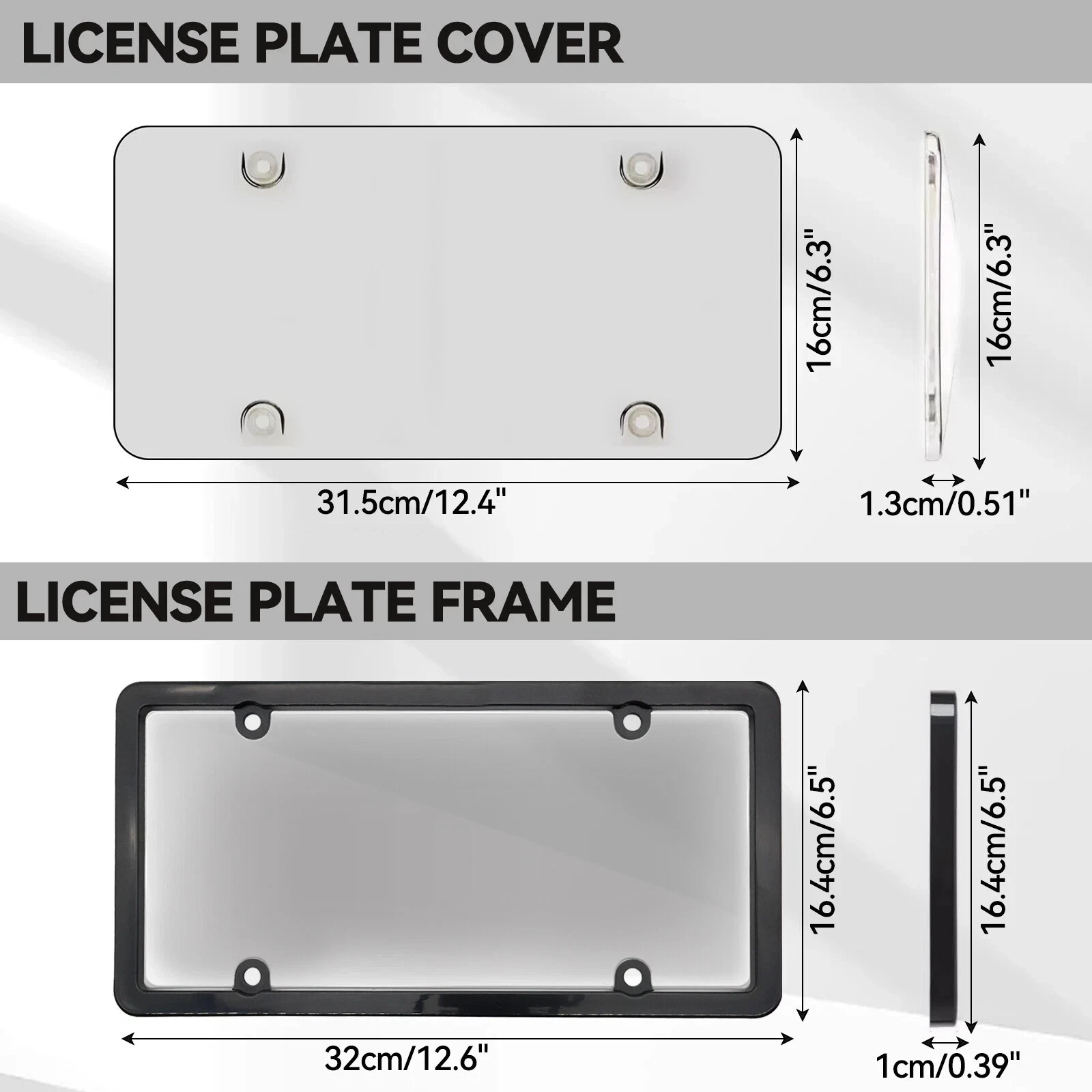 2PACK License Plate Covers+Frames Auto Tag Shield Protector Front Rear US STOCK