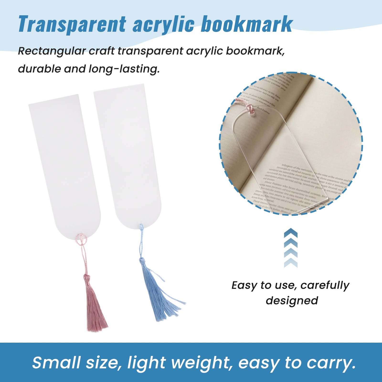 Blank Clear Acrylic Bookmarks 20Pcs Rectangle Craft Transparent Acrylic7221