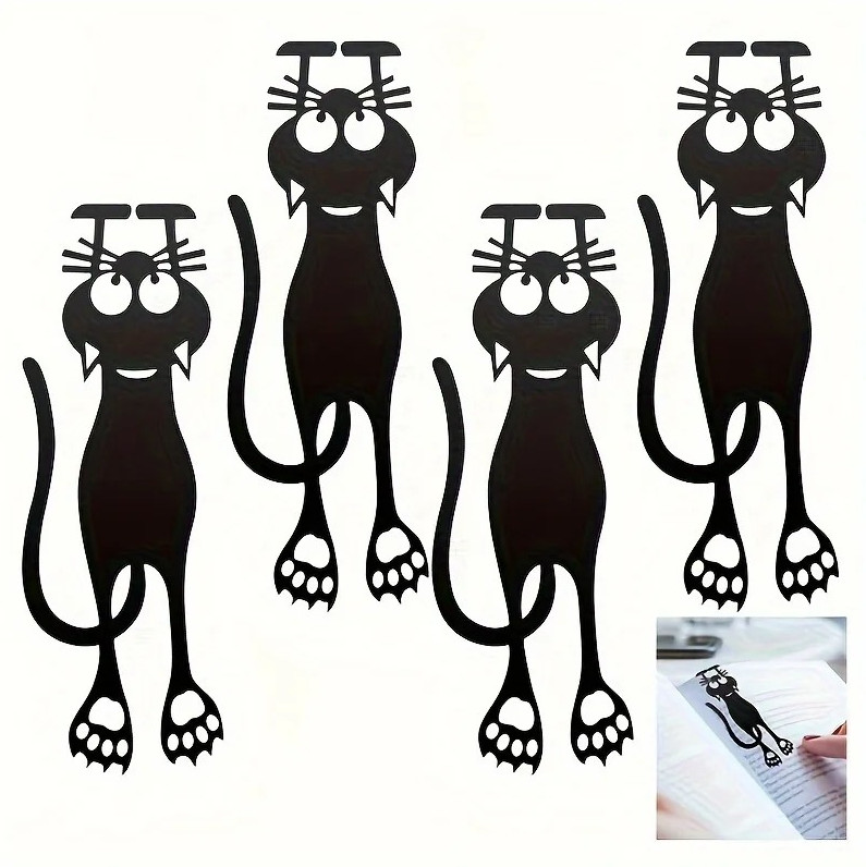 5pcs Acrylic Hollow Cat Bookmarks Creative Black Kitten Page Markers