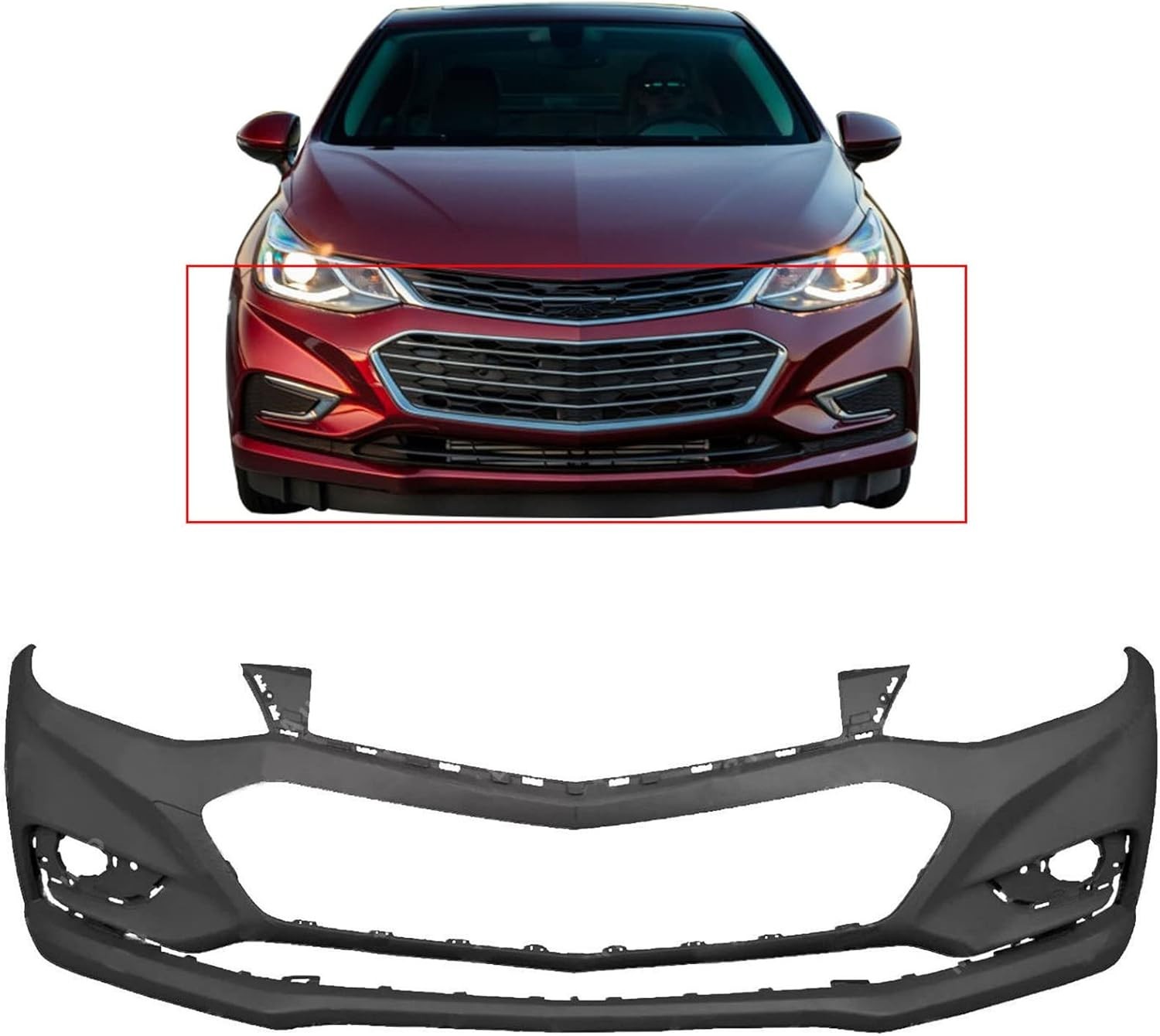 Primered Front Bumper/Rear Cover Replacement for 2016- 2018 Cruze w/o Park Assis