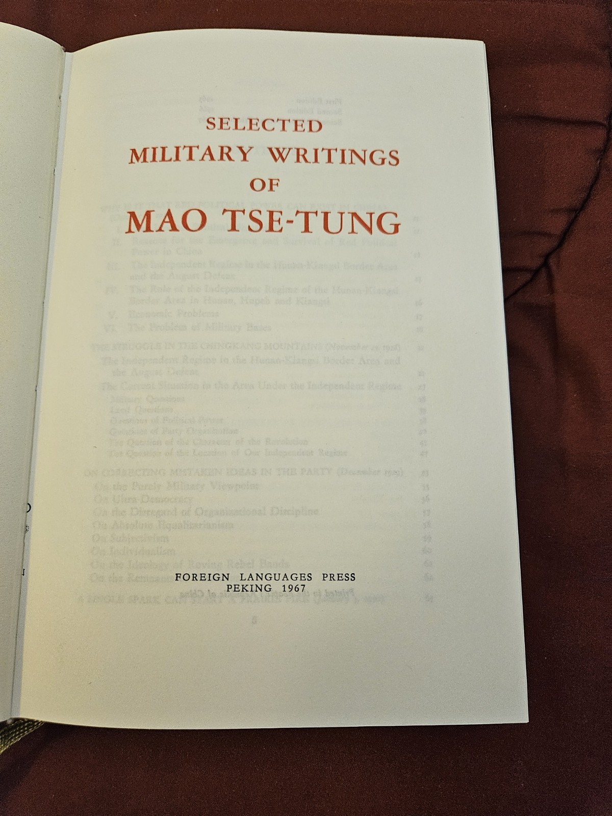 SELECTED MILITARY WRITINGS OF MAO TSE-TUNG in Orig. Slipcase, MINT CONDITION