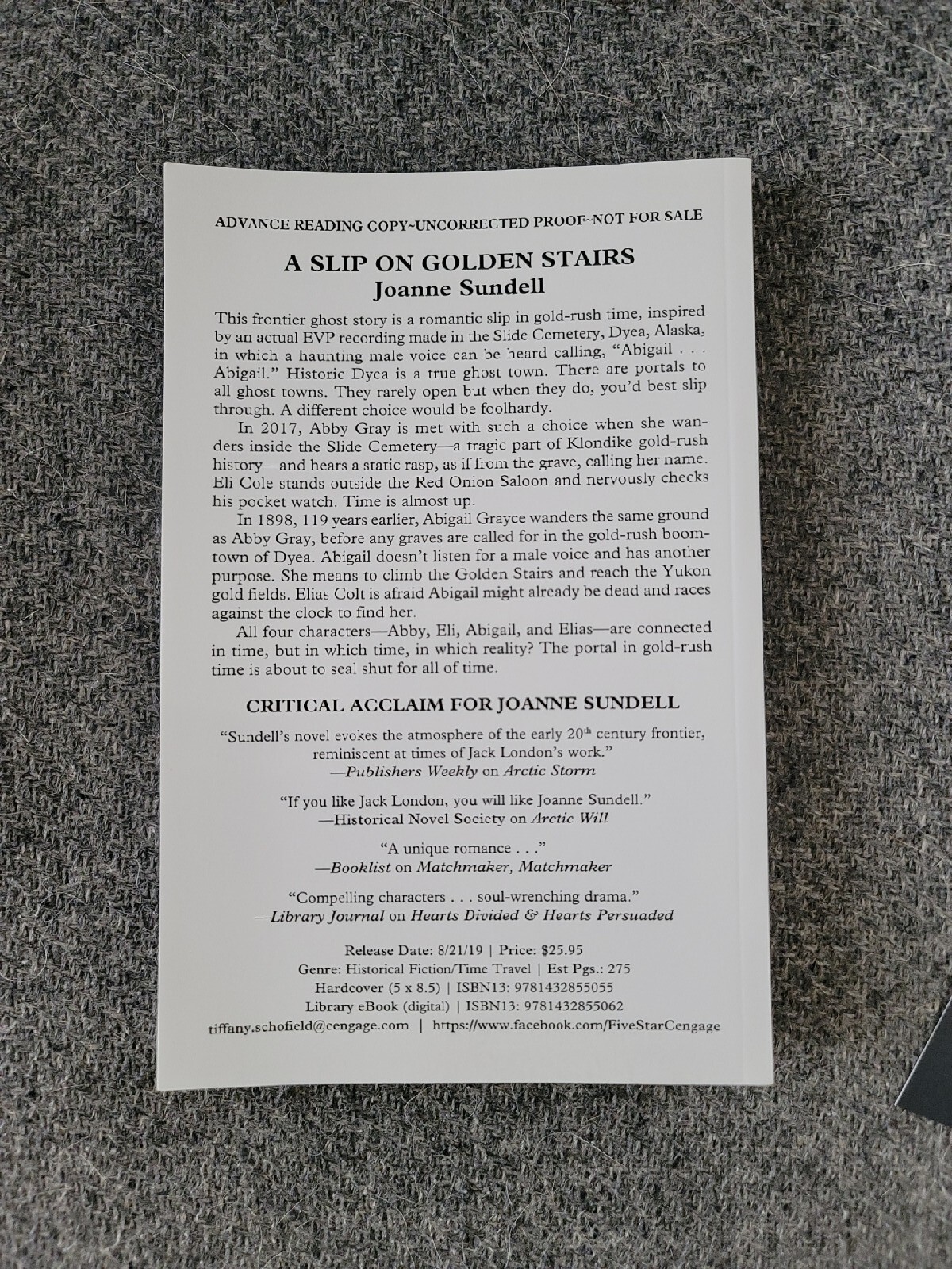 SIGNED A Slip on Golden Stairs by Joanne Sundell (2019) ARC Advance Proof