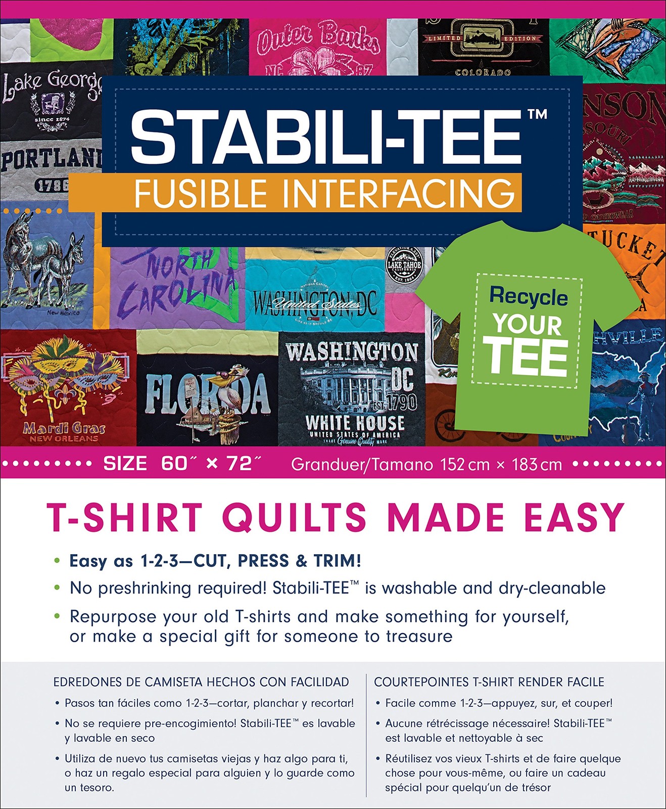 STABILI-TEE Fusible Interfacing Pack 60″X72″ 100% Polyester, Multi