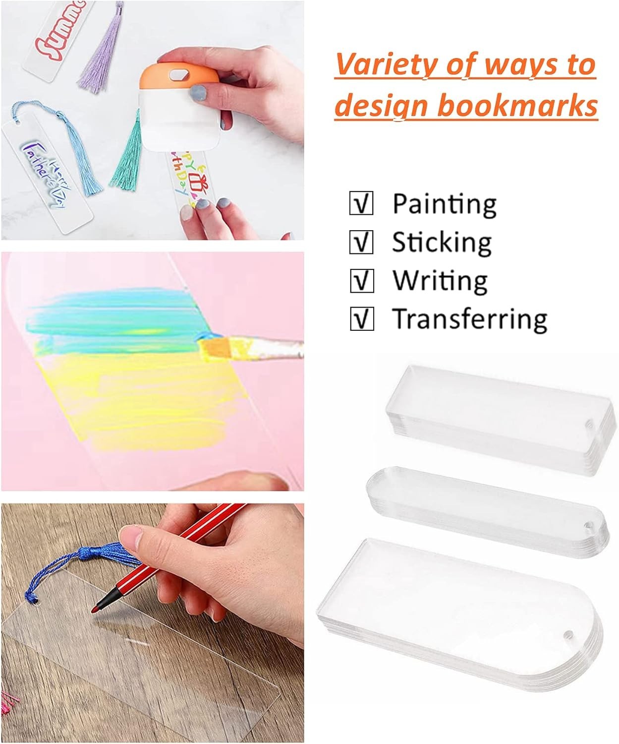 30PCS Acrylic Bookmark Blanks, Clear Acrylic Craft Bookmarks with 30PCS Color…