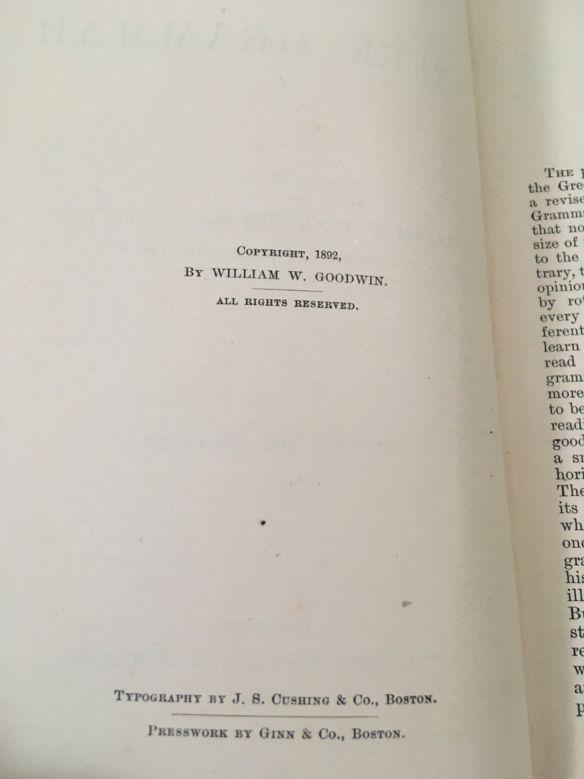 A Greek Grammar by William W. Goodwin Hardcover Revised and Enlarged 1893 VG
