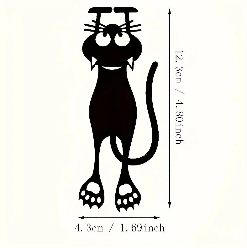 5pcs Acrylic Hollow Cat Bookmarks Creative Black Kitten Page Markers