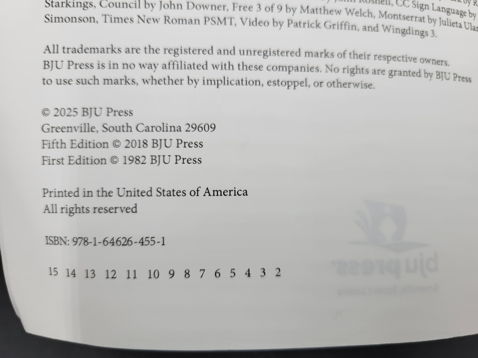 BJU Press United States History Student Text 6th Ed 535955 Used Clean & Unmarked