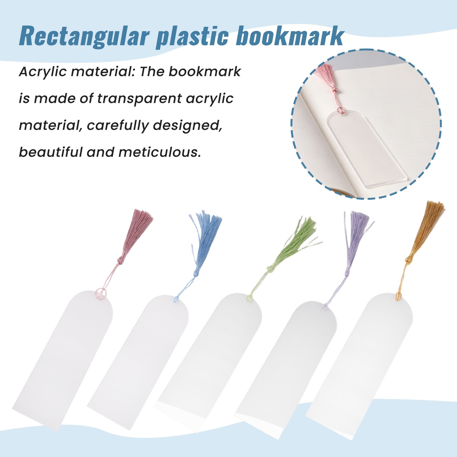 Blank Clear Acrylic Bookmarks 20Pcs Rectangle Craft Transparent Acrylic7221