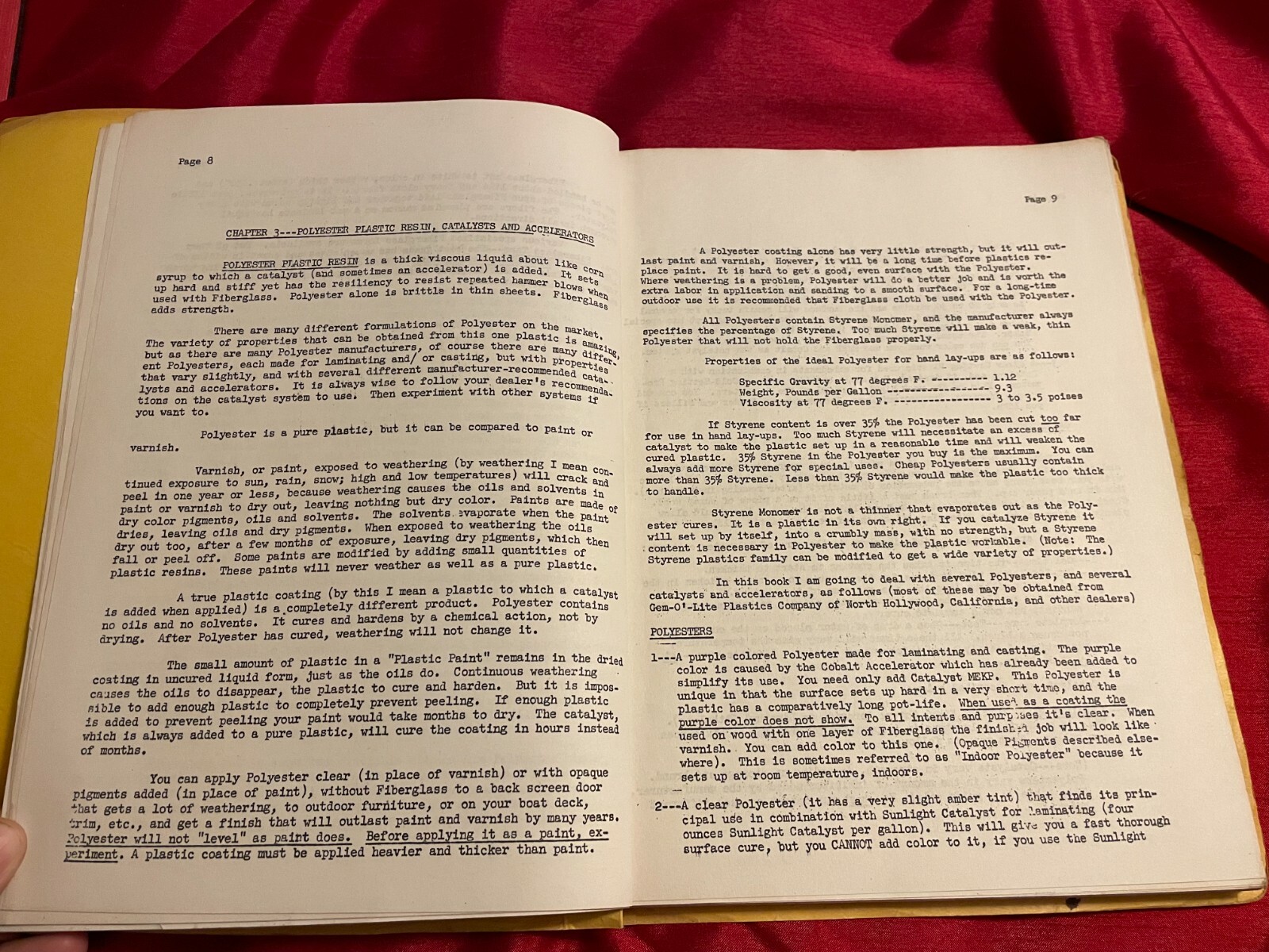 POLYESTER AND FIBERGLASS Maurice Lannon 1959 6th Edition Softcover