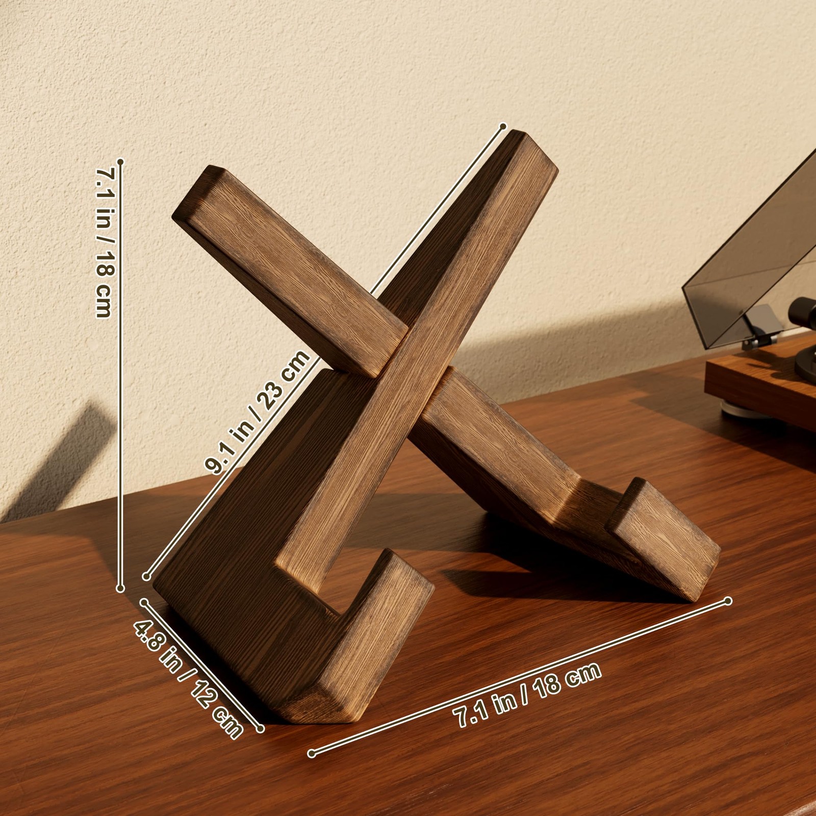 Now Playing Vinyl Record Stand, Premium Wood Retro 1 Pack, Brown