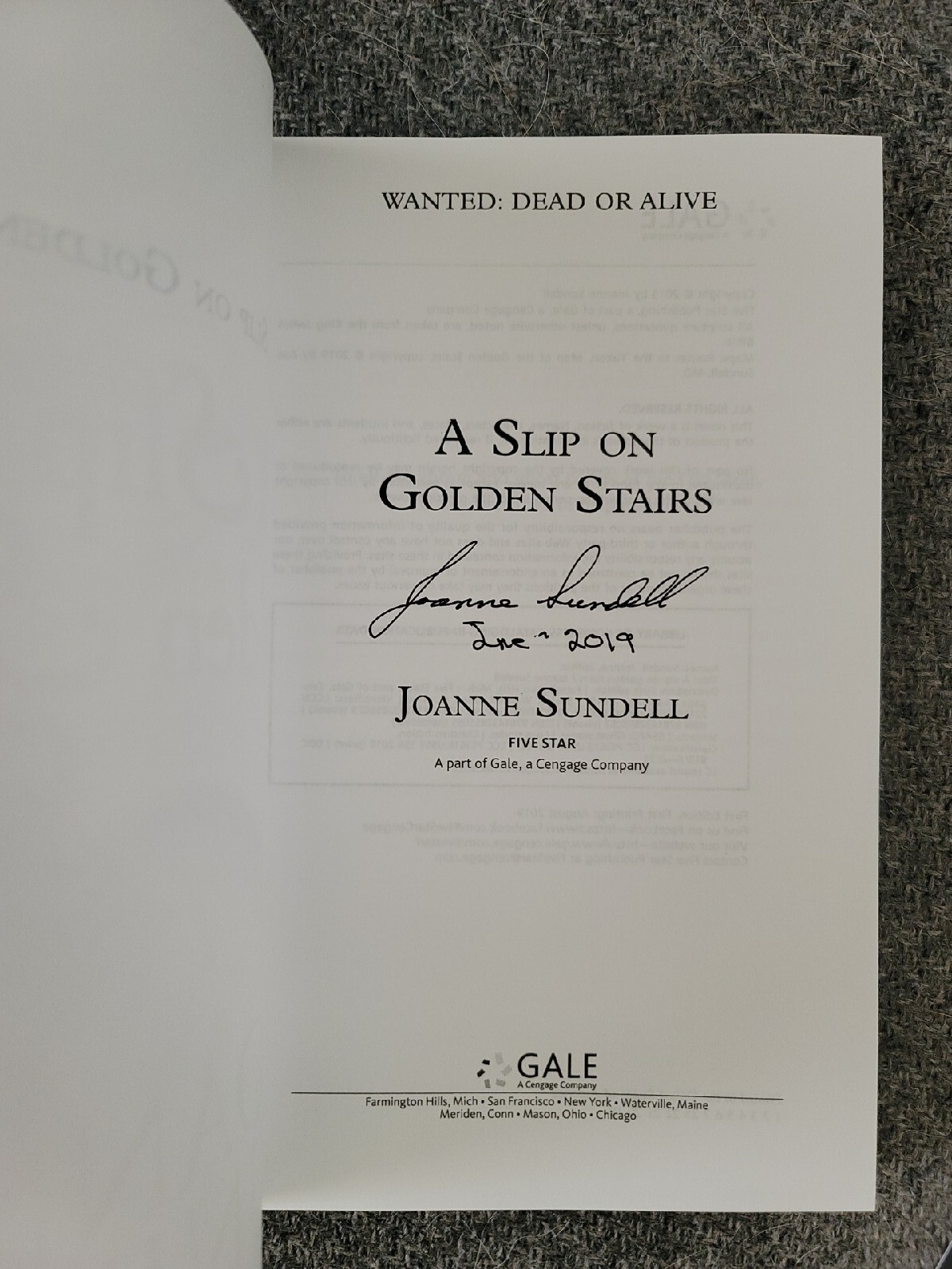SIGNED A Slip on Golden Stairs by Joanne Sundell (2019) ARC Advance Proof